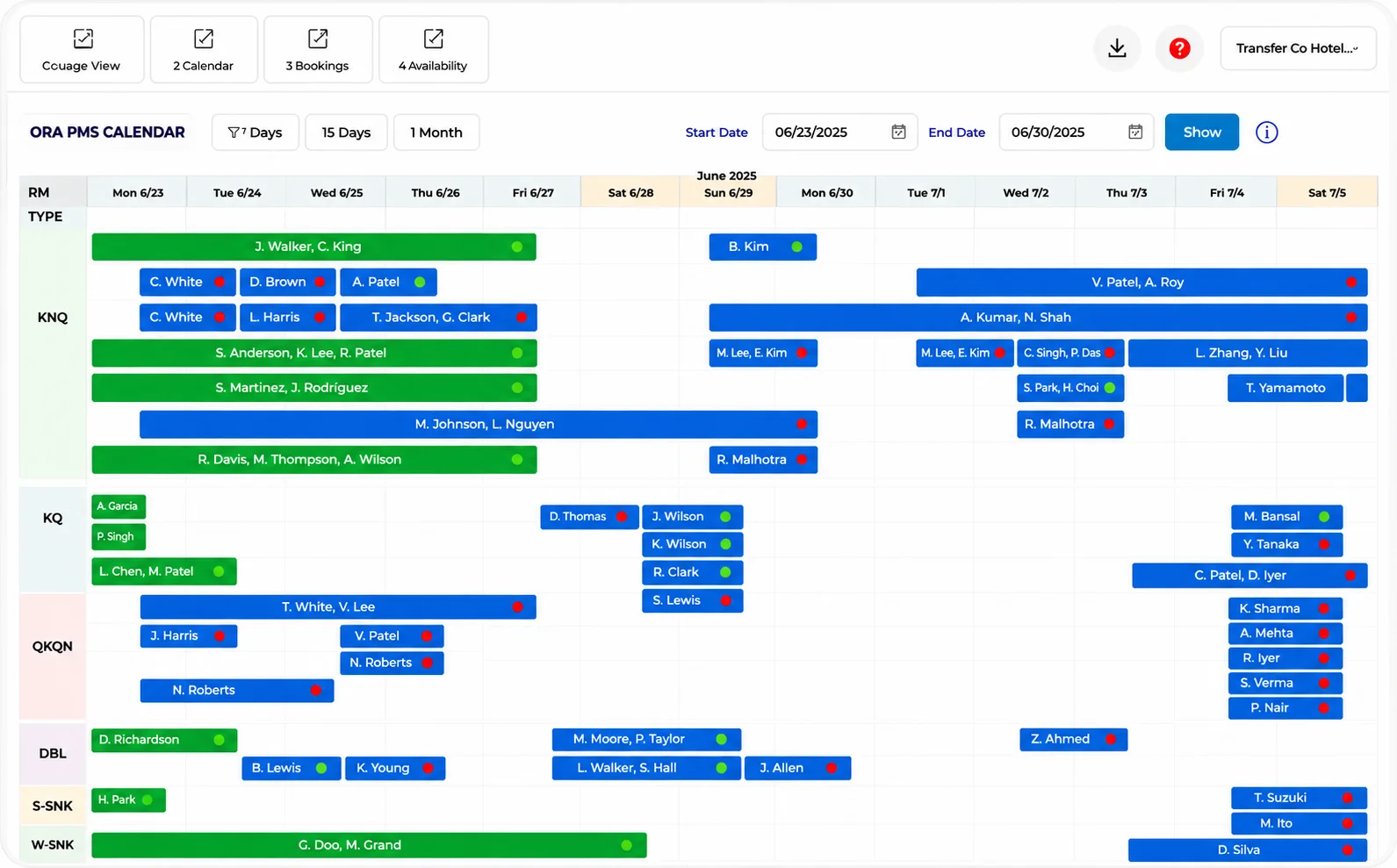 ORAPMS hotel management dashboard